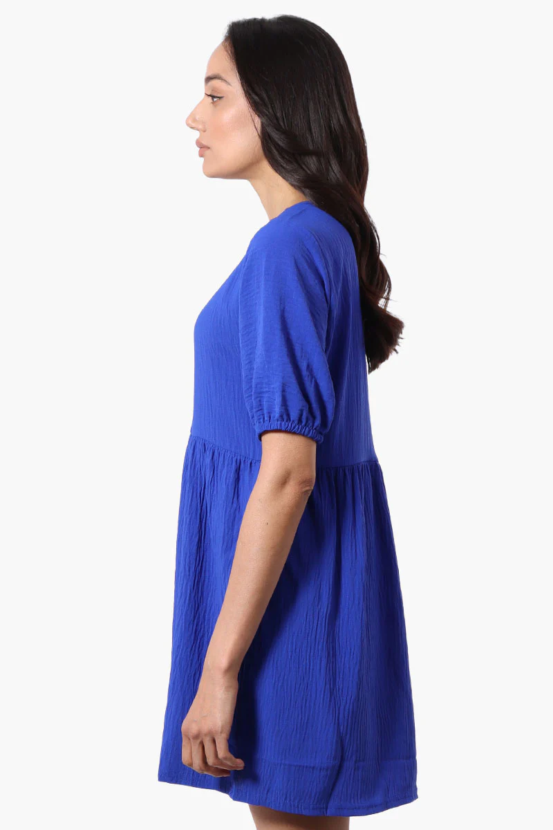 Urbanology Short Sleeve Babydoll Day Dress - Blue - Image 2