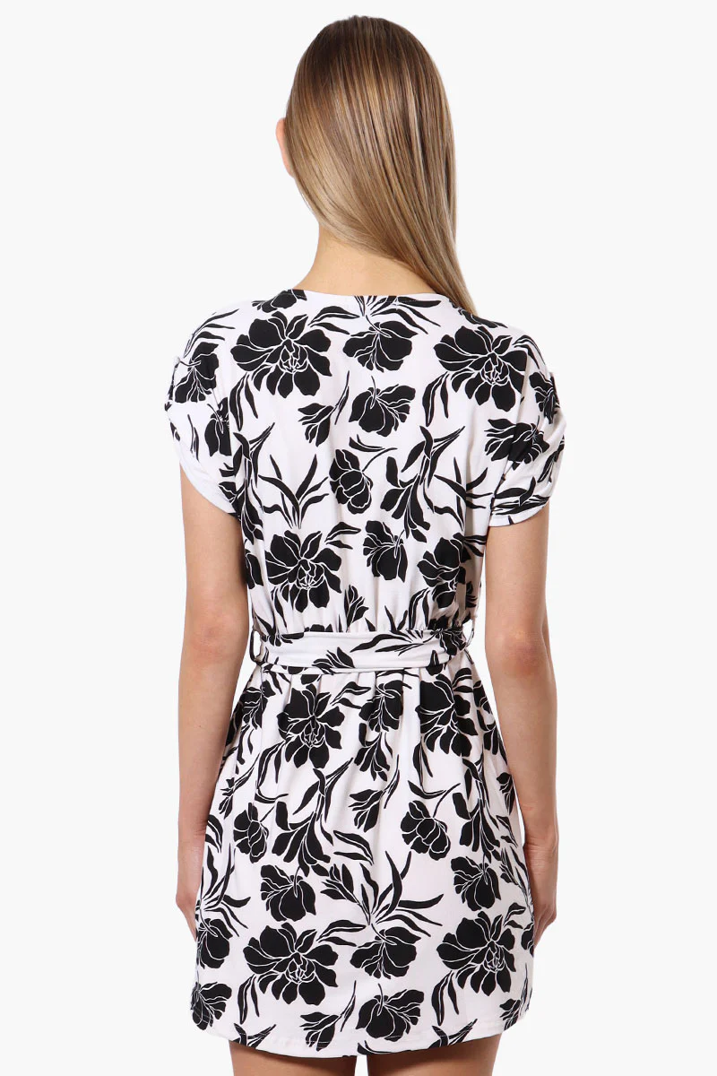 Beechers Brook Floral Belted Button Down Day Dress - White - Image 3