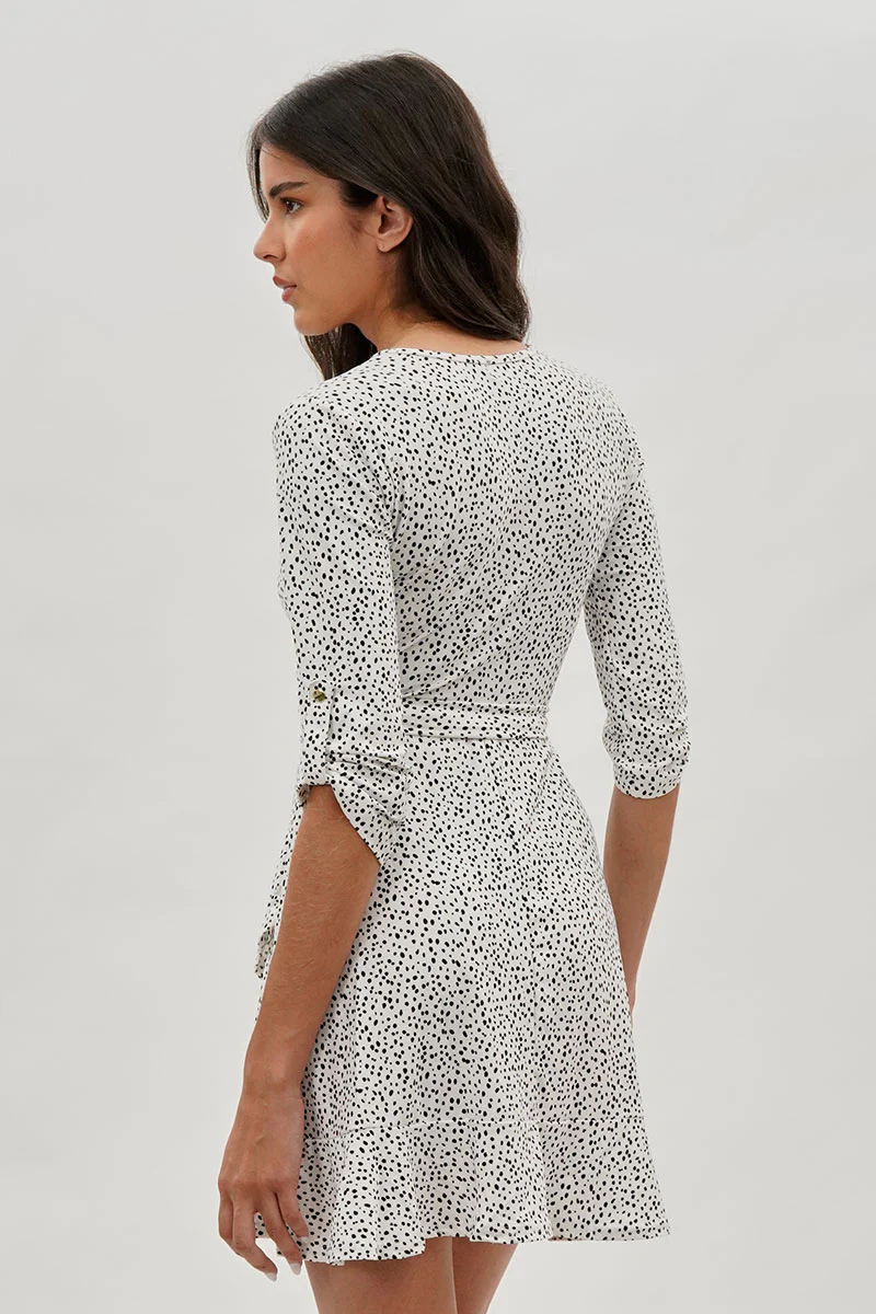 International INC Company Belted Polka Dot Print Day Dress - White - Image 3