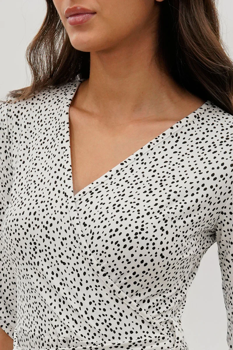 International INC Company Belted Polka Dot Print Day Dress - White - Image 4