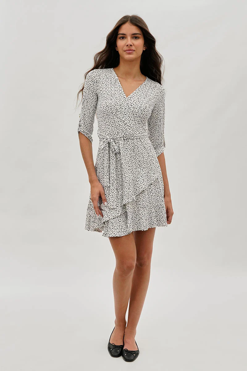 International INC Company Belted Polka Dot Print Day Dress - White - Image 5