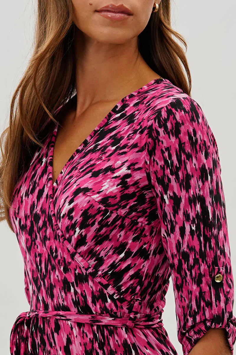 International INC Company Patterned Crossover Day Dress - Pink - Image 4