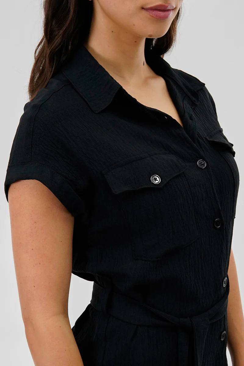 Stylexchange Vintage Belted Button Up Midi Dress - Black - Image 4