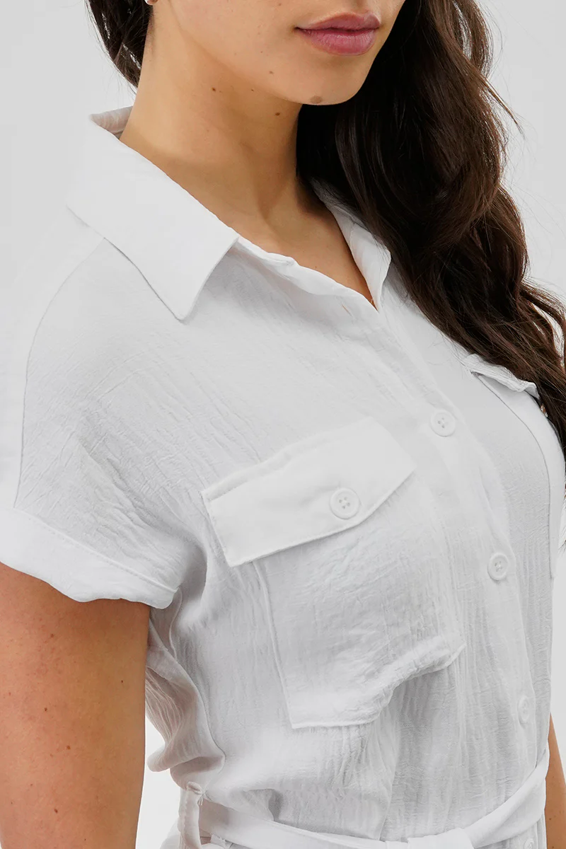 Stylexchange Vintage Belted Button Up Midi Dress - White - Image 4