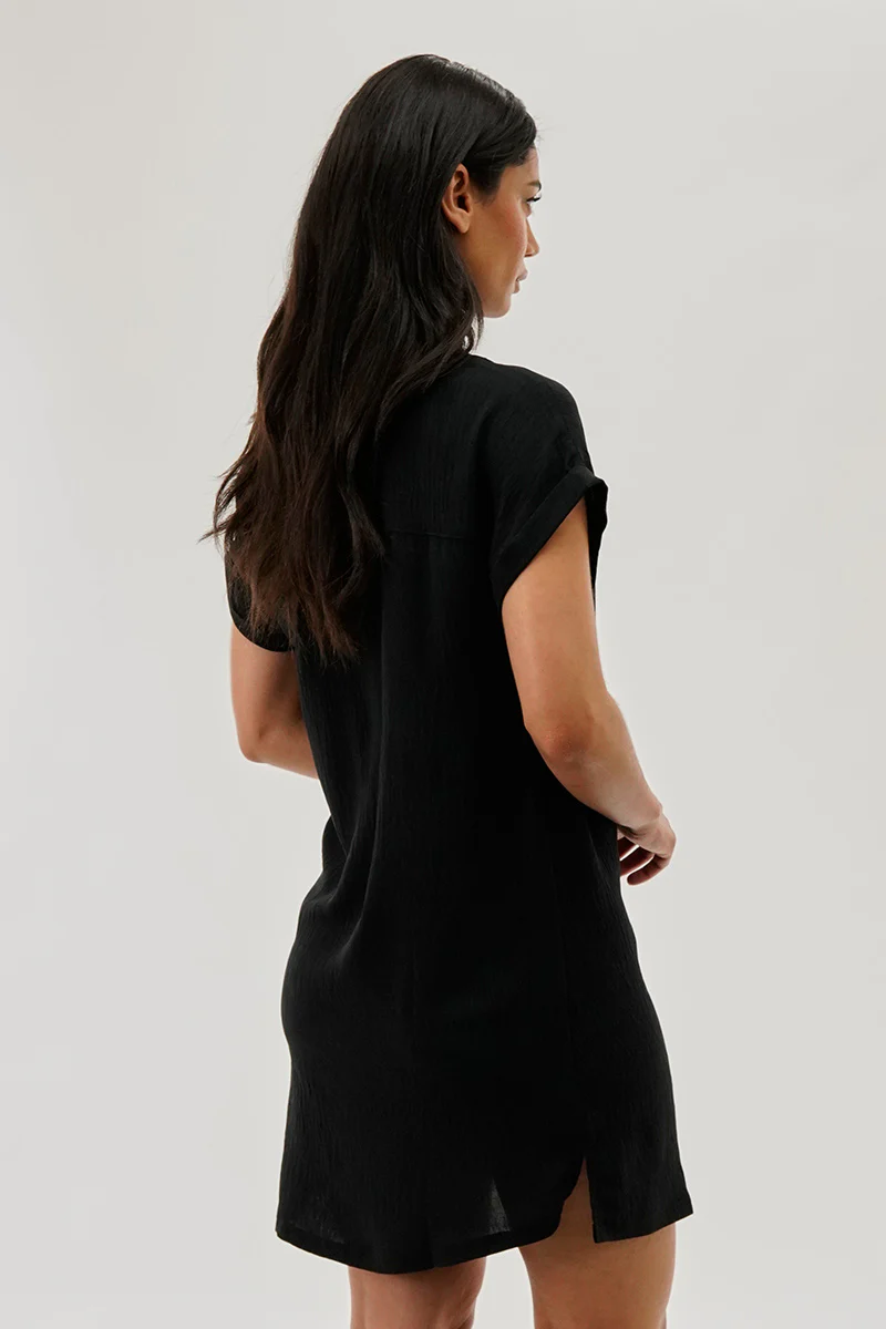 Stylexchange Vintage Button Up Short Sleeve Day Dress - Black - Image 3