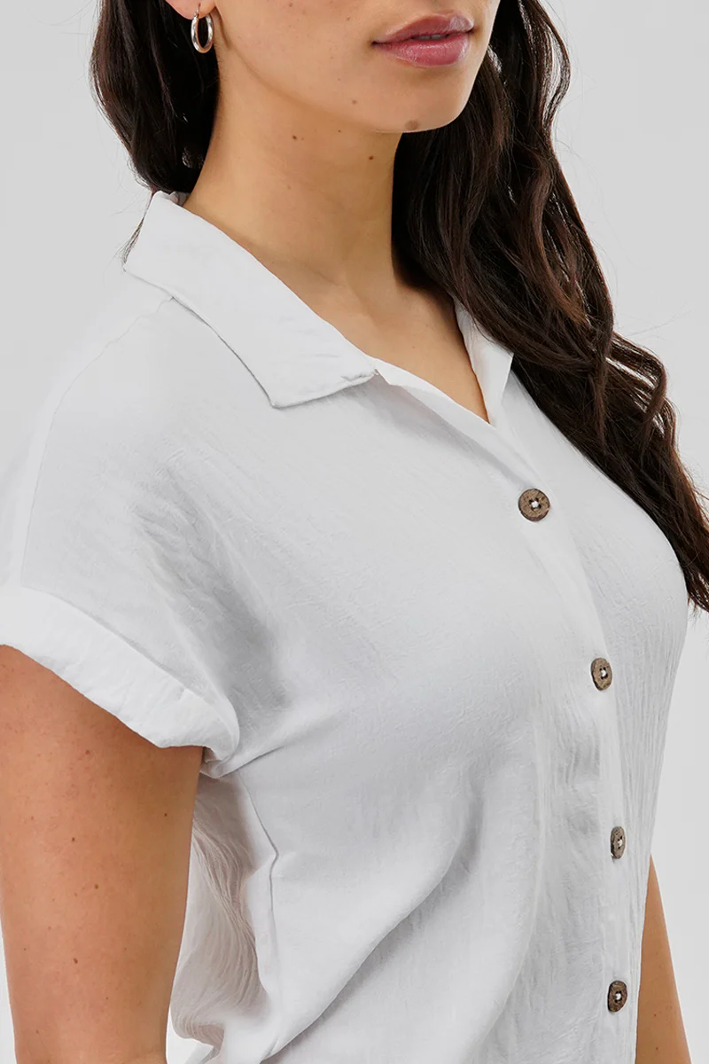 Stylexchange Vintage Button Up Short Sleeve Day Dress - White - Image 4
