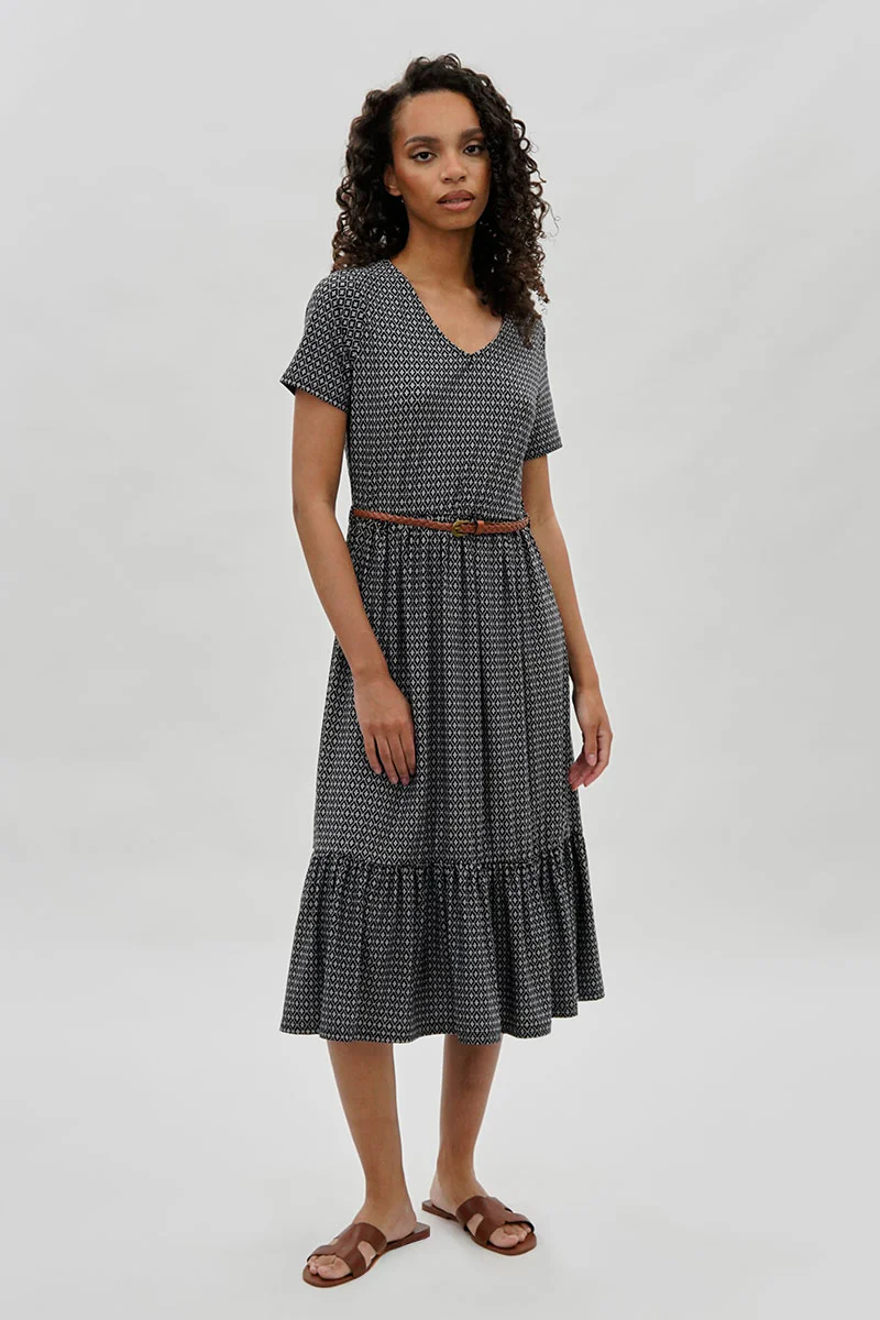 International INC Company Belted Short Sleeve Midi Dress - Black - Image 5