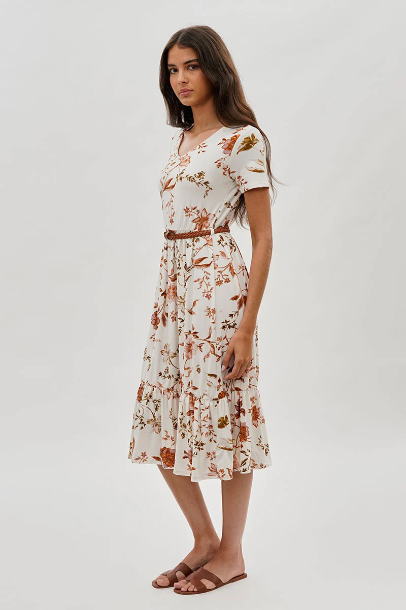International INC Company Belted Short Sleeve Midi Dress - White - Image 2