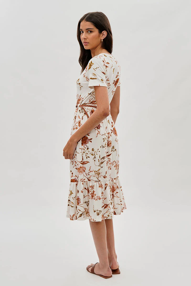 International INC Company Belted Short Sleeve Midi Dress - White - Image 3