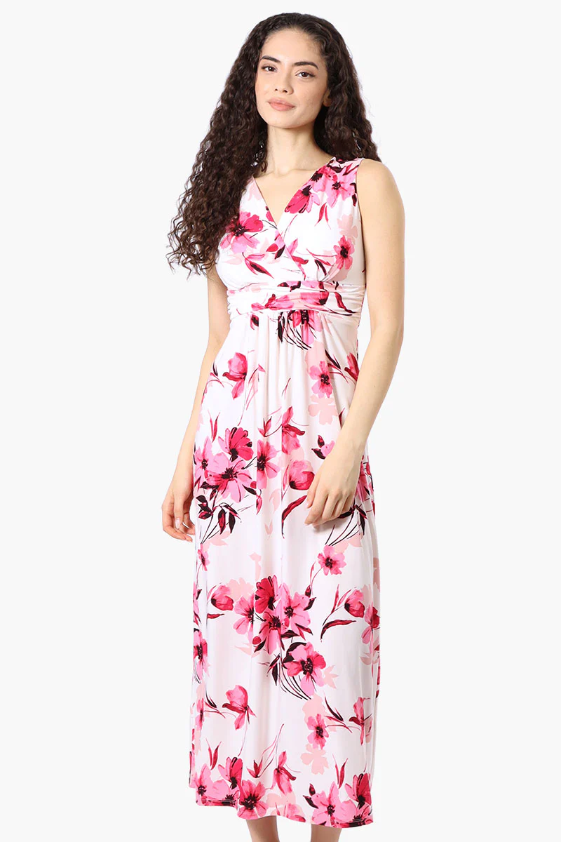 Beechers Brook Floral Padded Crossover Maxi Dress - White