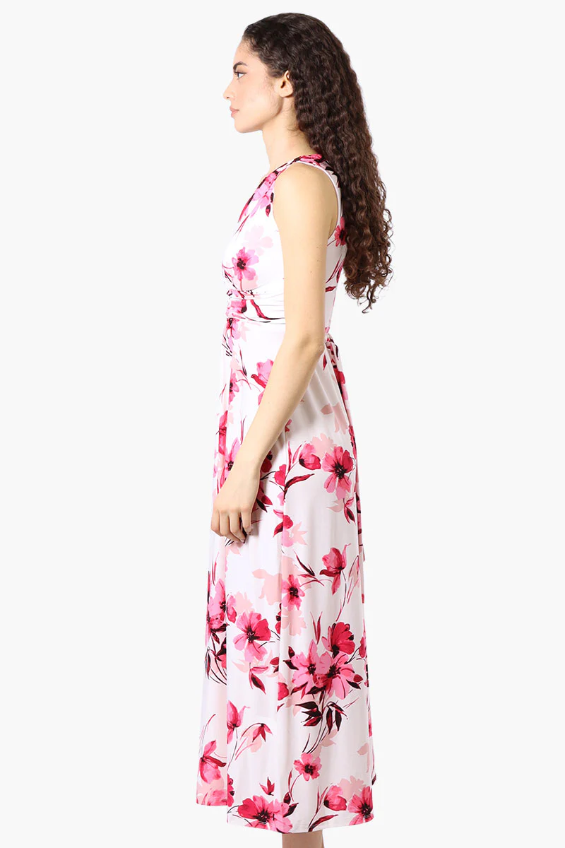 Beechers Brook Floral Padded Crossover Maxi Dress - White - Image 2