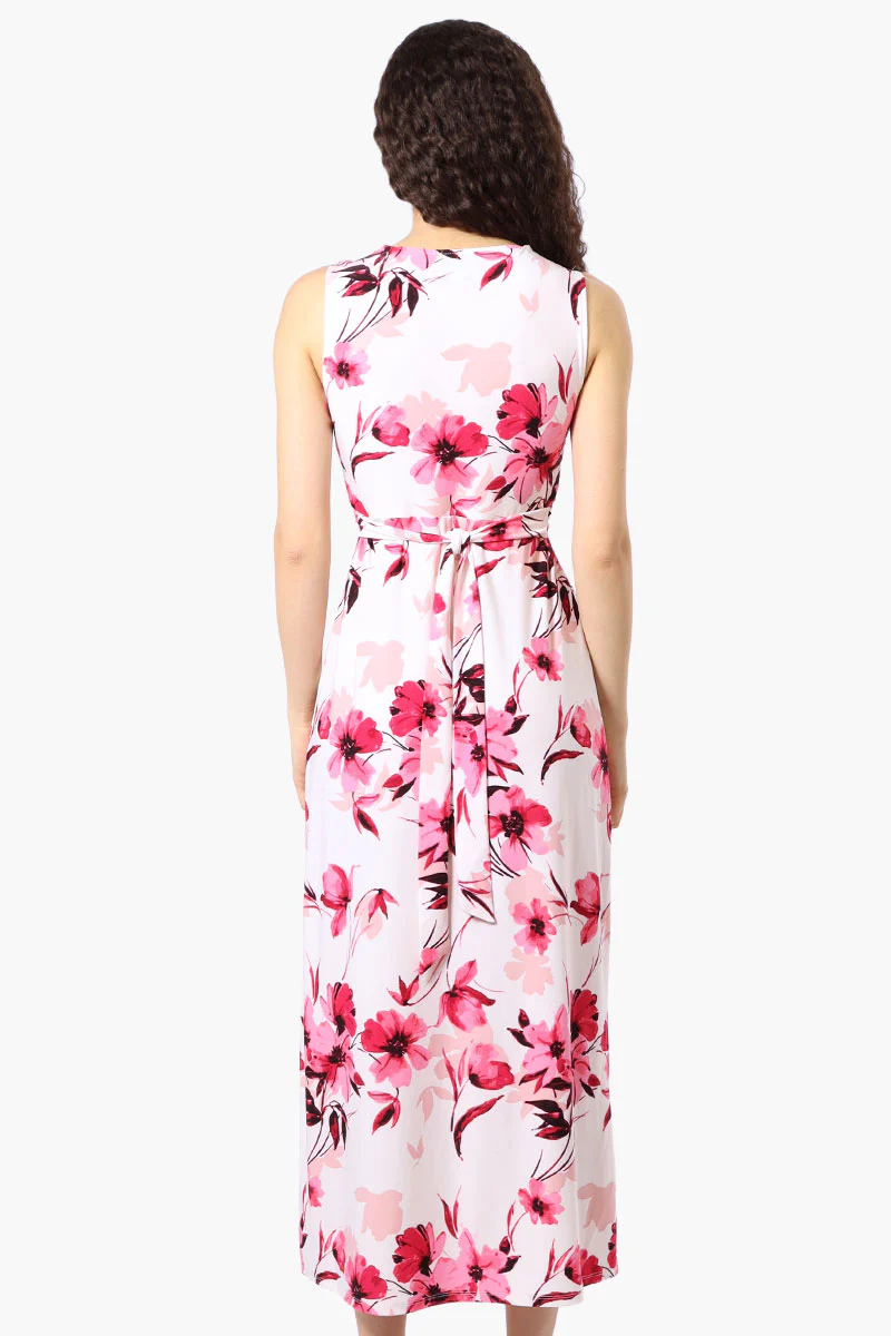 Beechers Brook Floral Padded Crossover Maxi Dress - White - Image 3