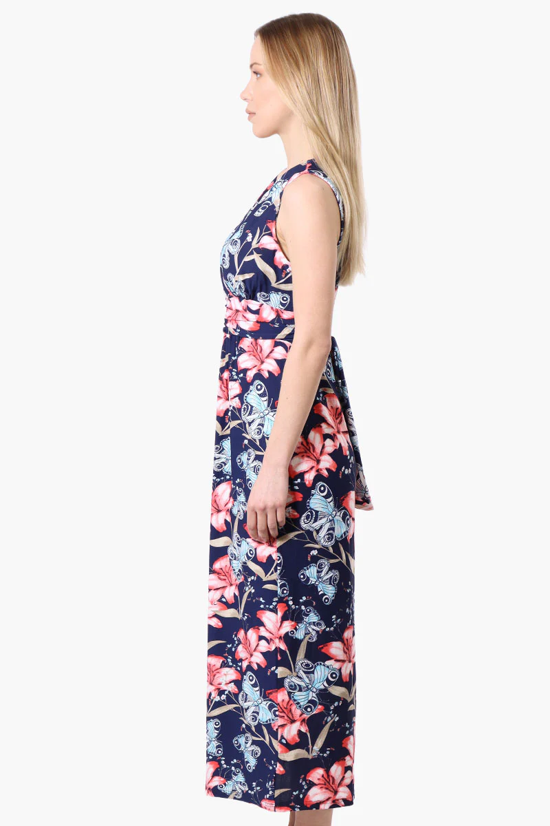 International INC Company Floral Crossover Back Tie Maxi Dress - Navy - Image 2