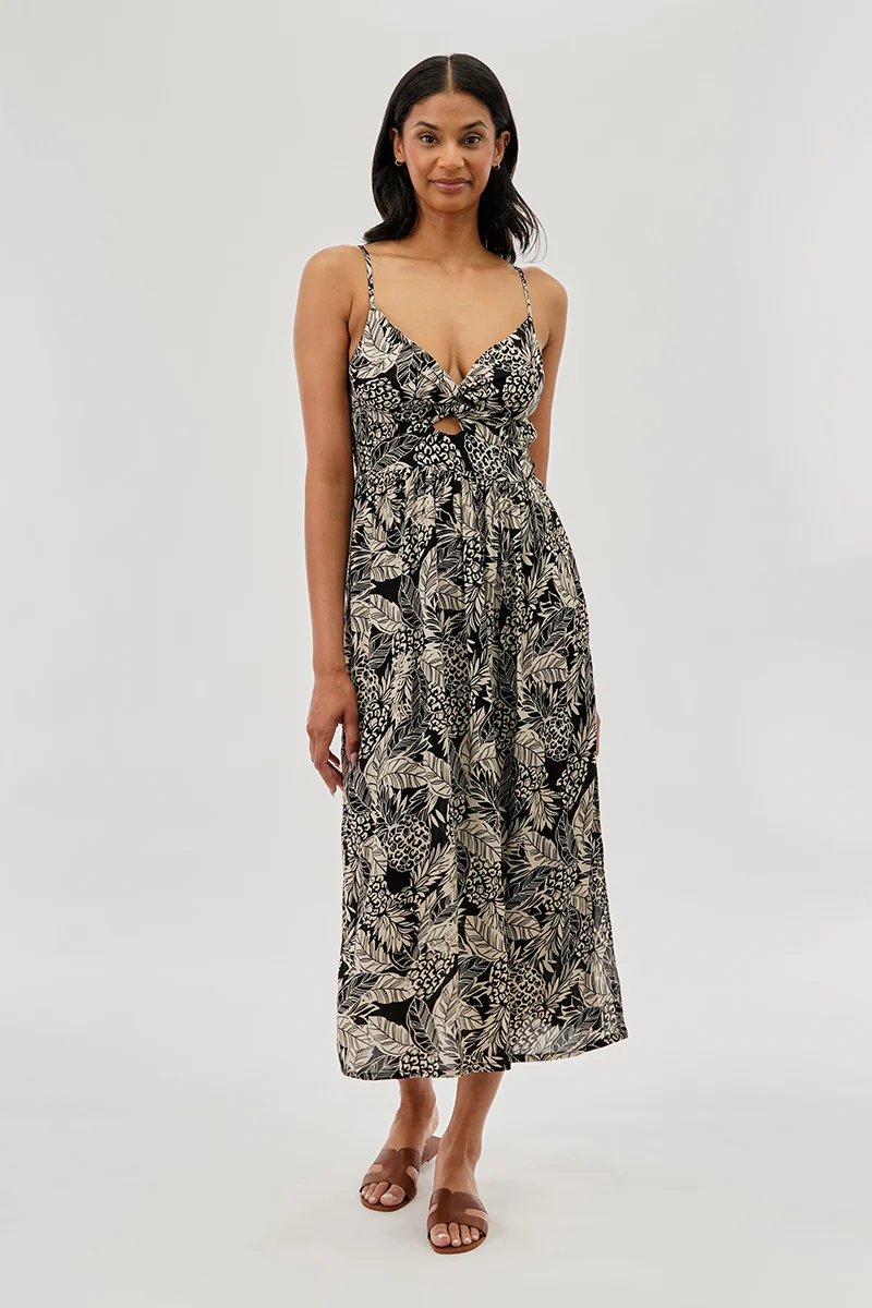 International INC Company Printed Cutout Maxi Dress - Black - Image 5