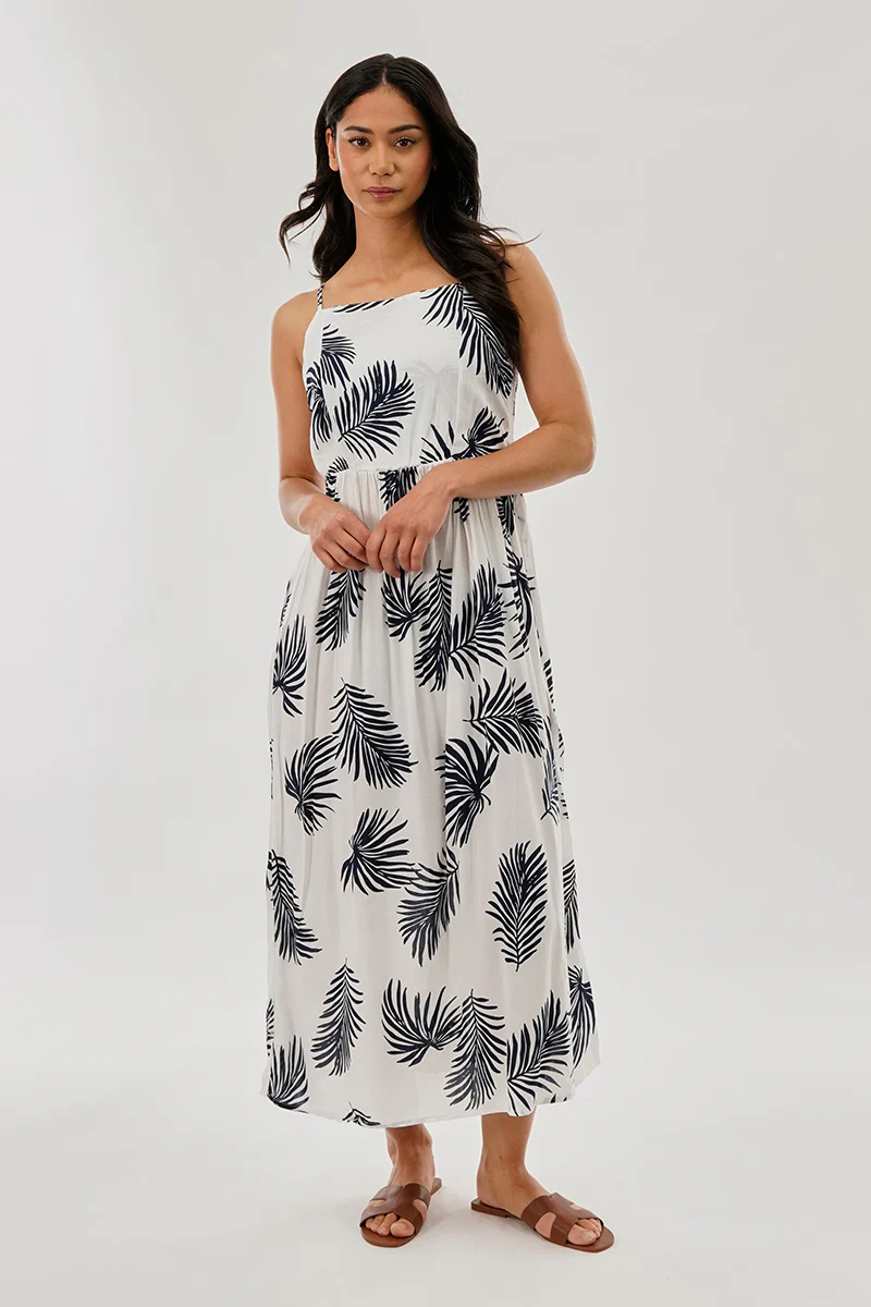 International INC Company Printed Square Neck Maxi Dress - White