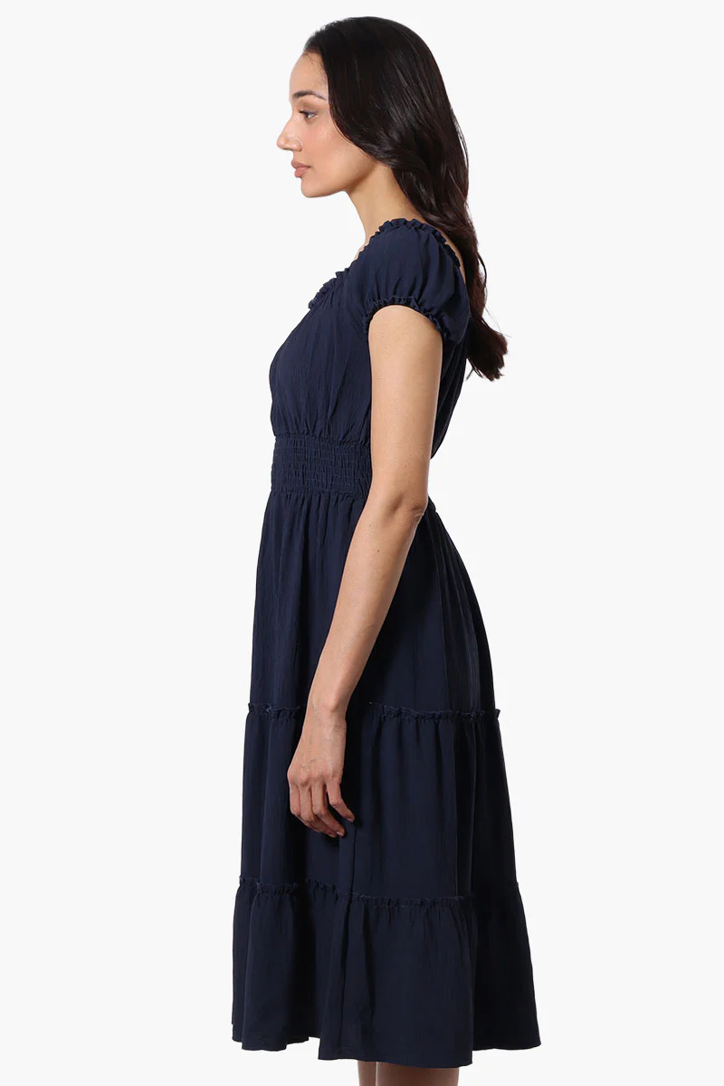 International INC Company Tiered Smocked Waist Maxi Dress - Navy - Image 2