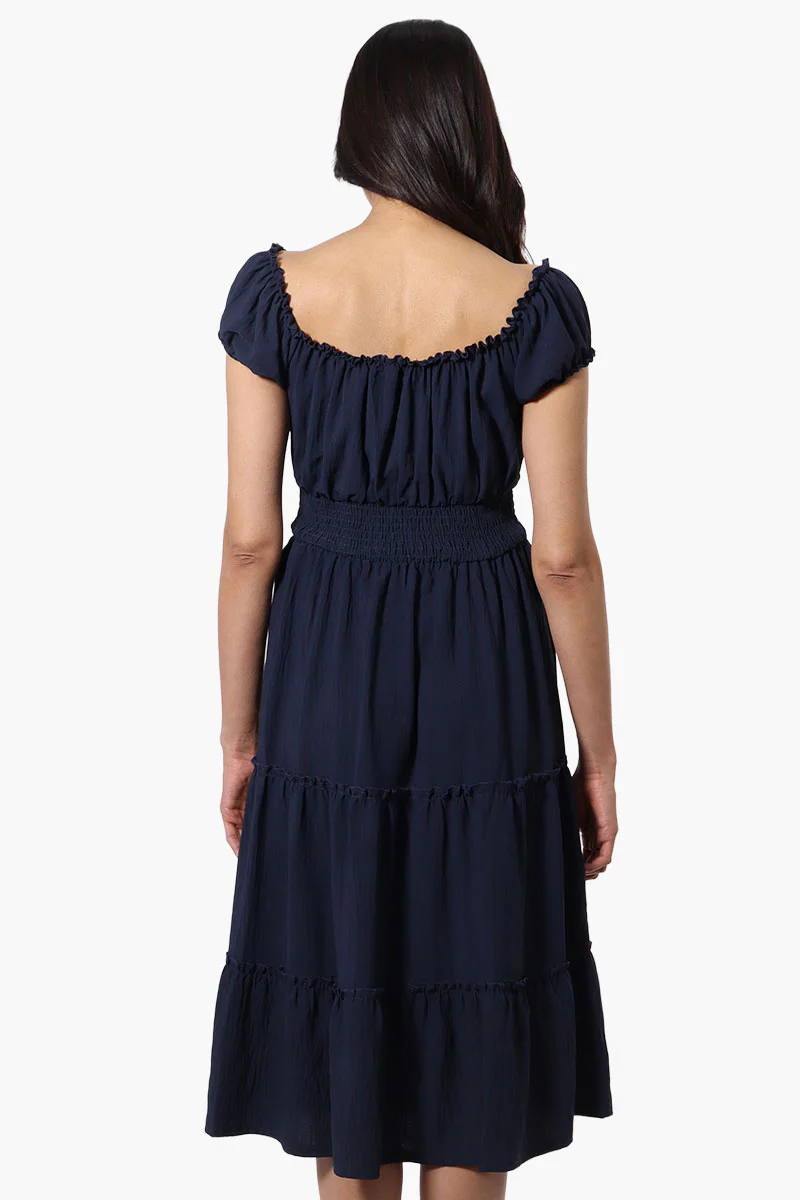 International INC Company Tiered Smocked Waist Maxi Dress - Navy - Image 3