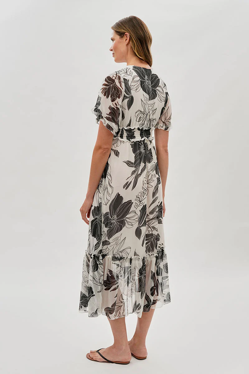 Limite Floral Cinched Waist Maxi Dress - White - Image 3