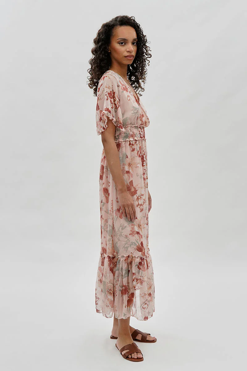 Limite Floral Cinched Waist Maxi Dress - Blush - Image 2