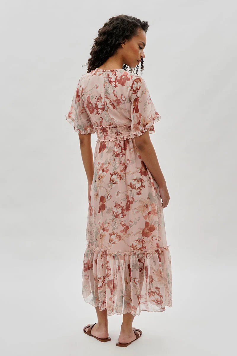 Limite Floral Cinched Waist Maxi Dress - Blush - Image 3