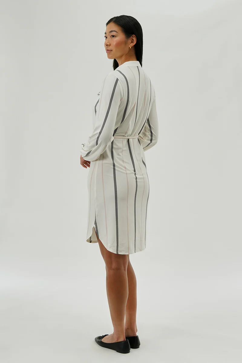 International INC Company Striped Long Sleeve Day Dress - White - Image 3