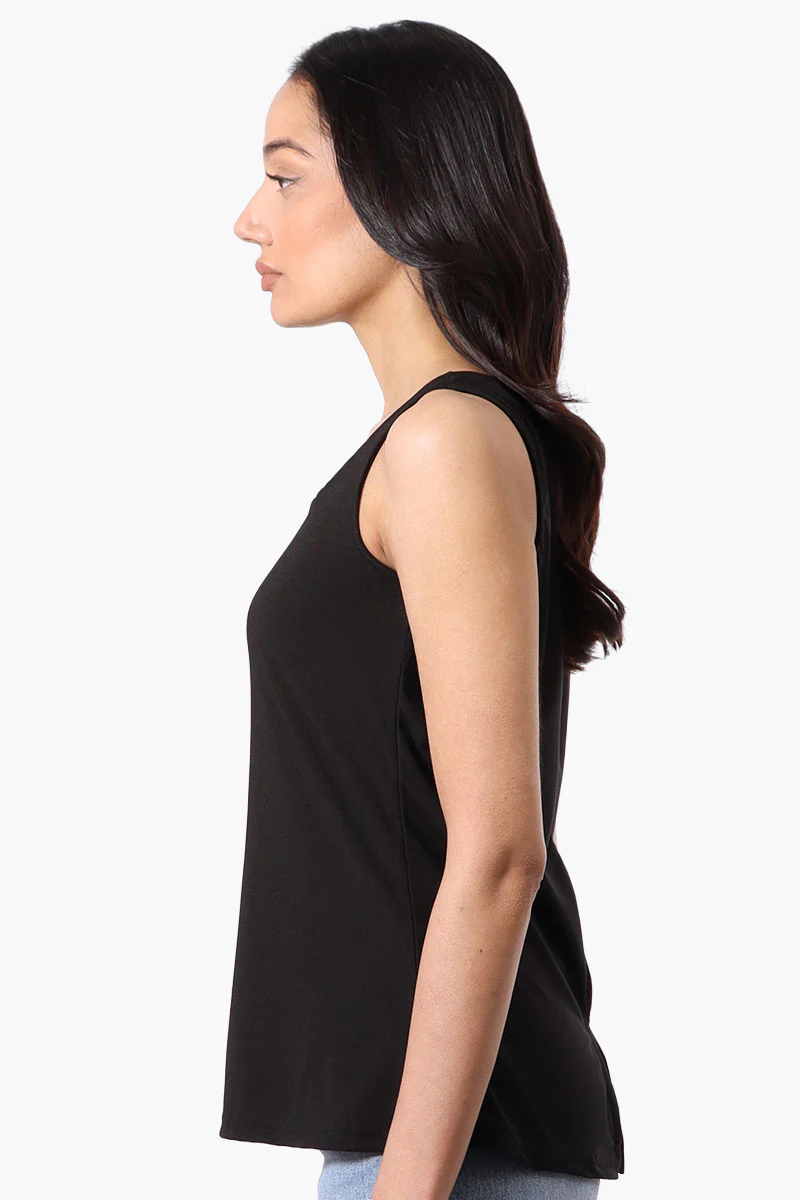 Beechers Brook Solid Square Neck Tank Top - Black - Image 2