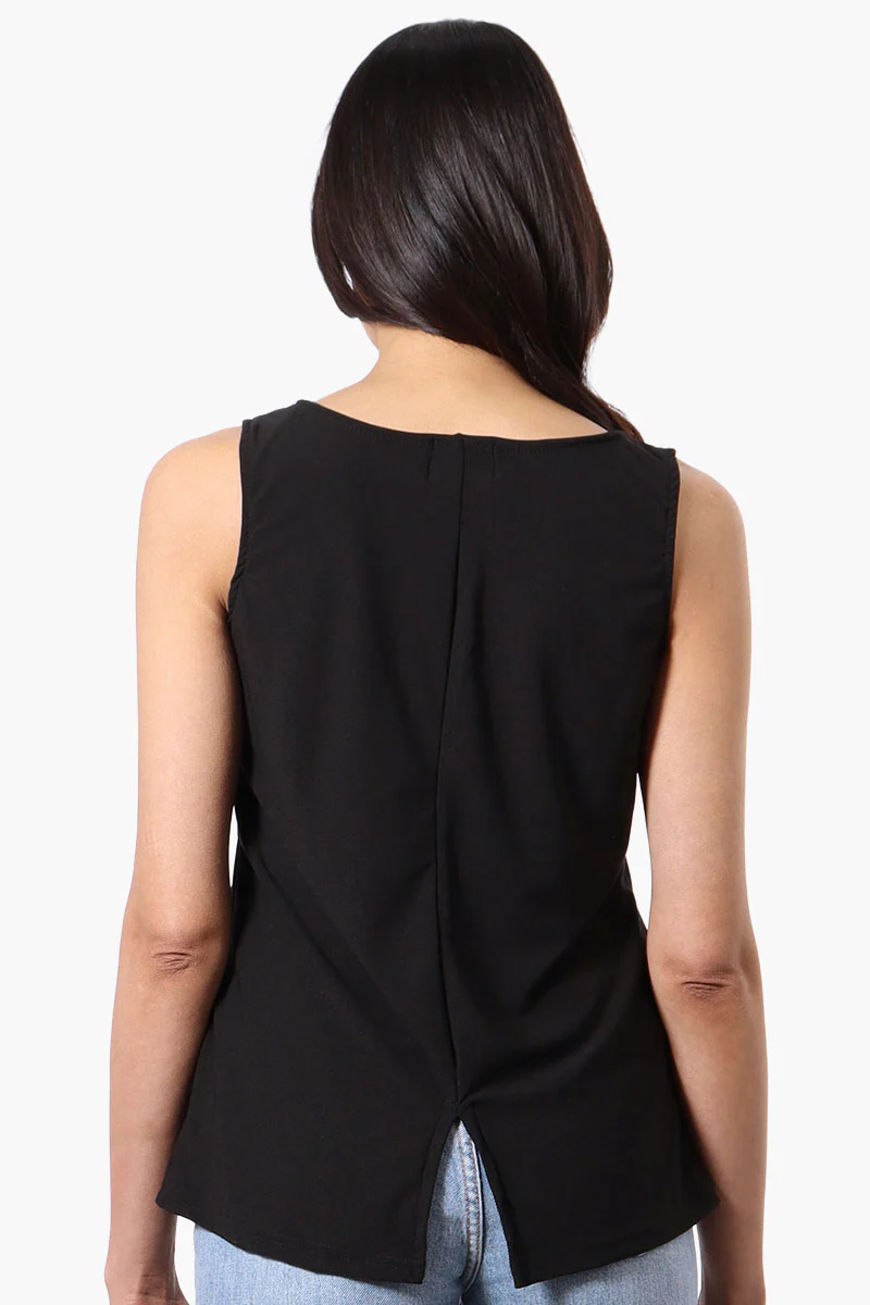 Beechers Brook Solid Square Neck Tank Top - Black - Image 3