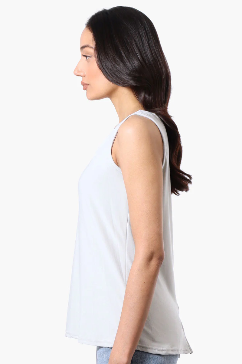 Beechers Brook Solid Square Neck Tank Top - Stone - Image 2