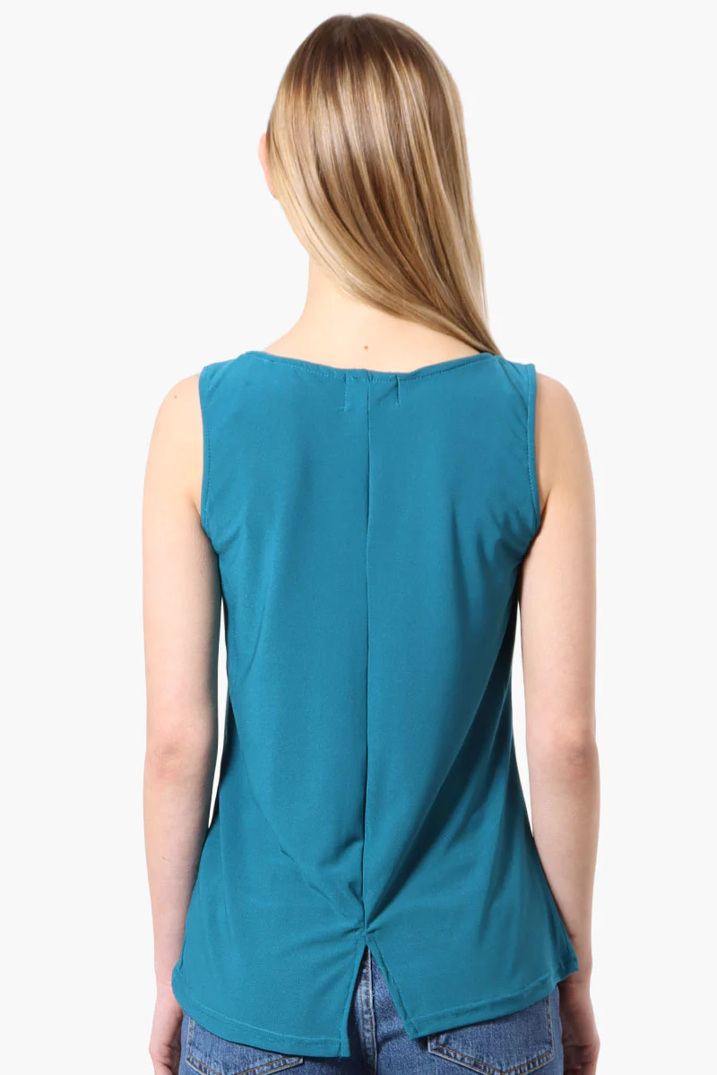 Beechers Brook Solid Square Neck Tank Top - Teal - Image 3