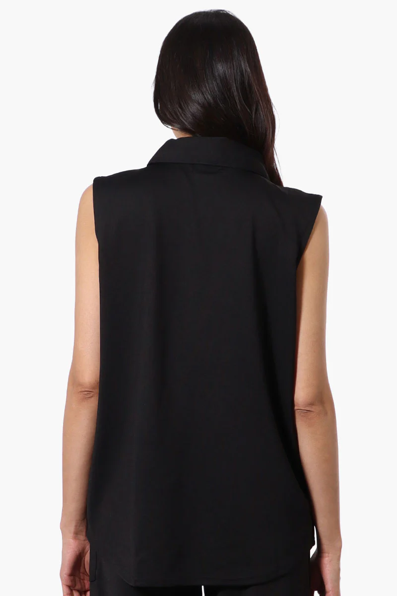 Costa Blanca Half Zip Sleeveless Blouse - Black - Image 3
