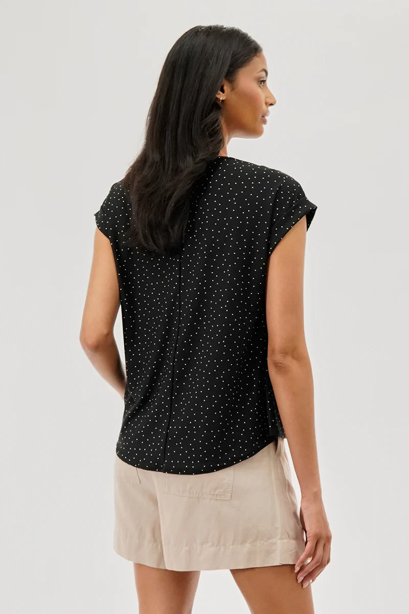 Beechers Brook Polka Dot Shoulder Zipper Blouse - Black - Image 3