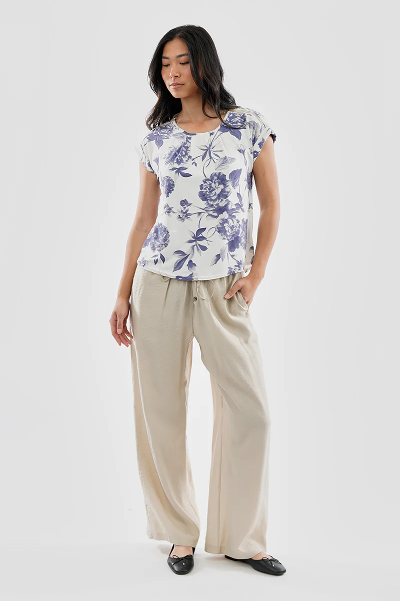 Beechers Brook Floral Zipper Shoulder Detail Blouse - White - Image 5