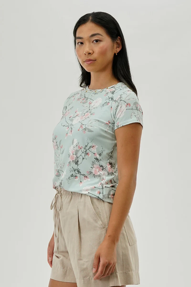 International INC Company Floral Gommet Neck Detail Tee - Aqua - Image 2