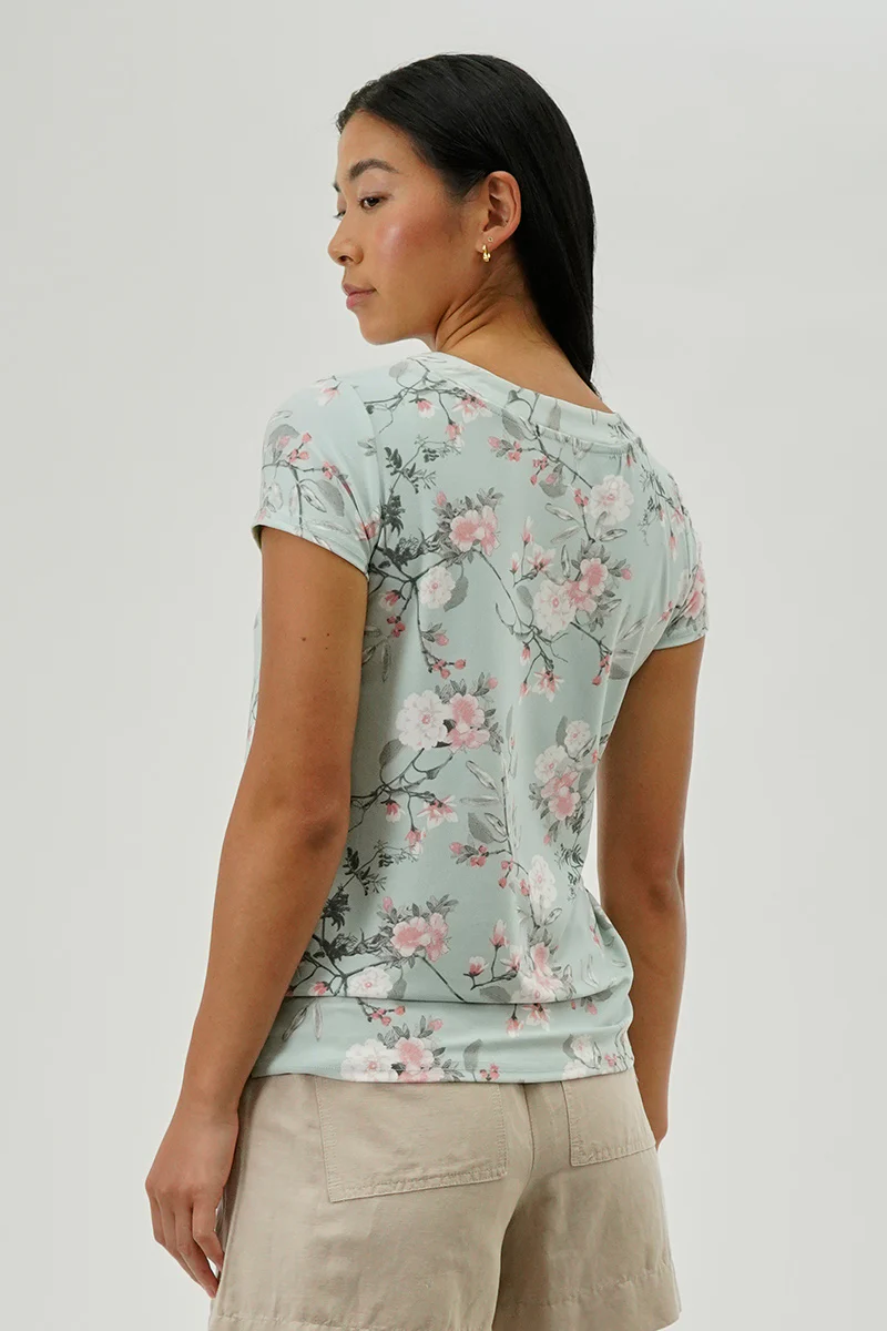 International INC Company Floral Gommet Neck Detail Tee - Aqua - Image 3