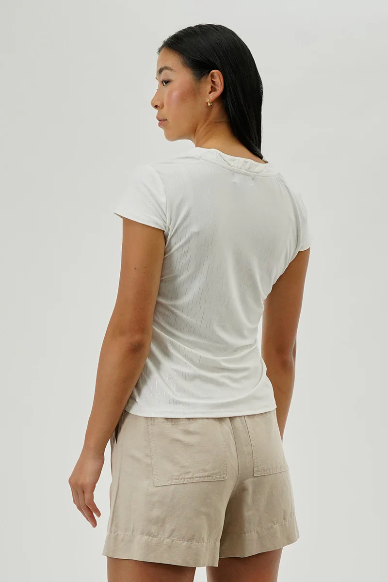 International INC Company Lace Up Short Sleeve Blouse - White - Image 3