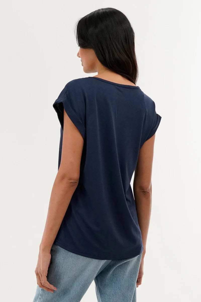 International INC Company Shoulder Lace Up Tee - Navy - Image 3