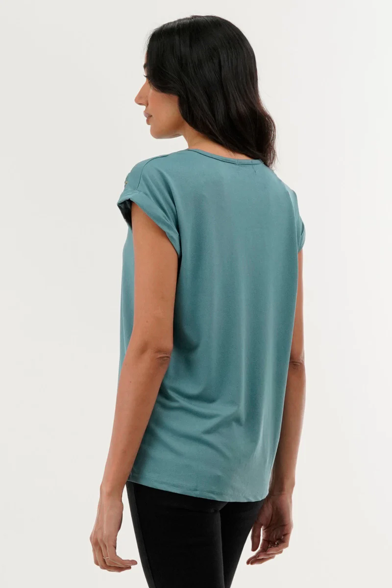 International INC Company Shoulder Lace Up Tee - Teal - Image 3