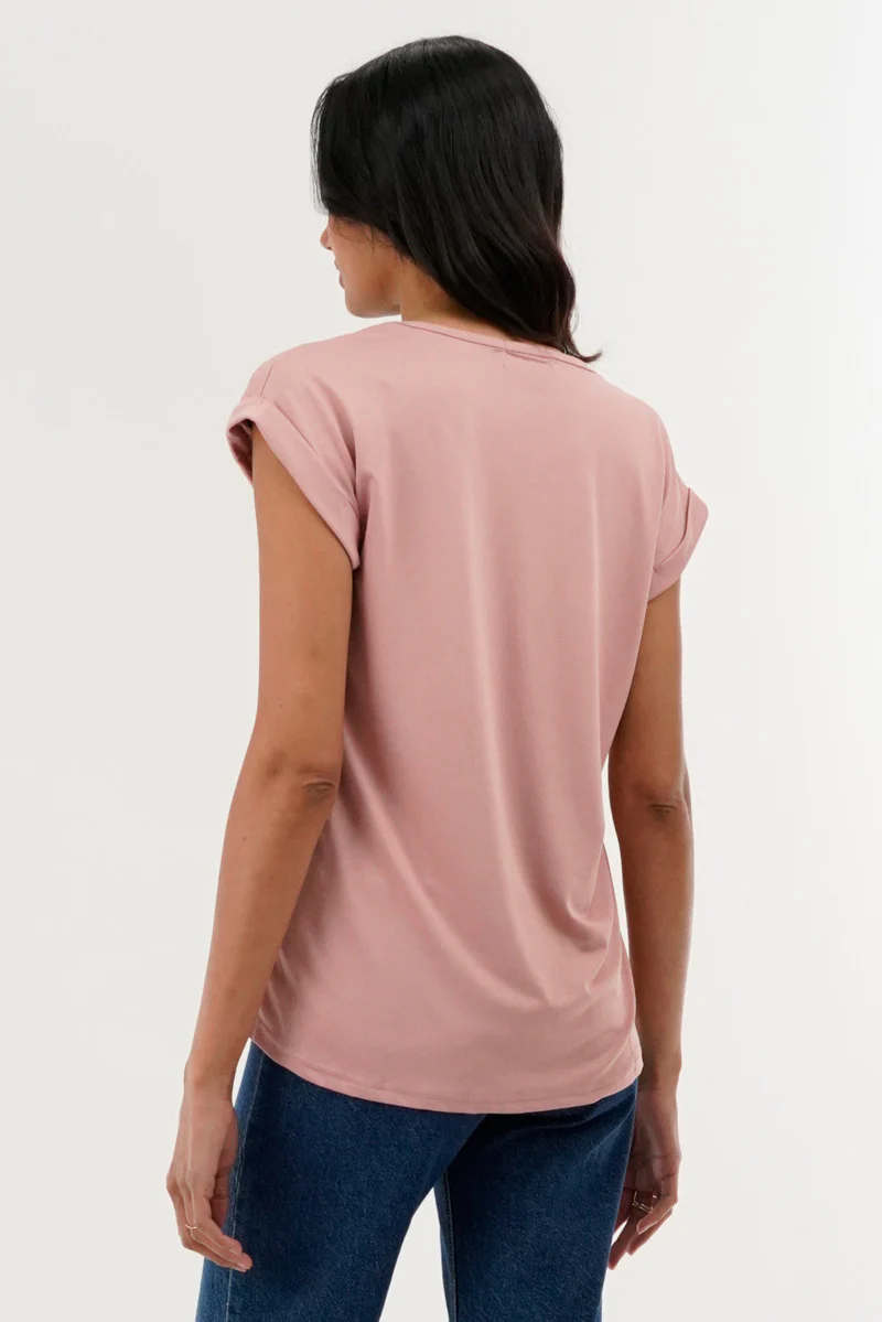International INC Company Shoulder Lace Up Tee - Pink - Image 3