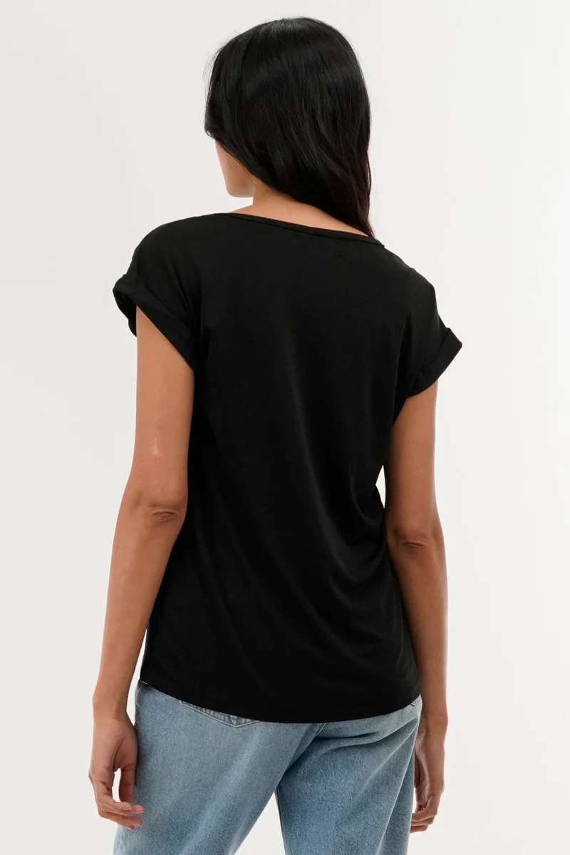 International INC Company Shoulder Lace Up Tee - Black - Image 3