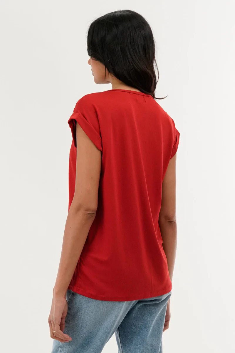 International INC Company Shoulder Lace Up Tee - Coral - Image 3