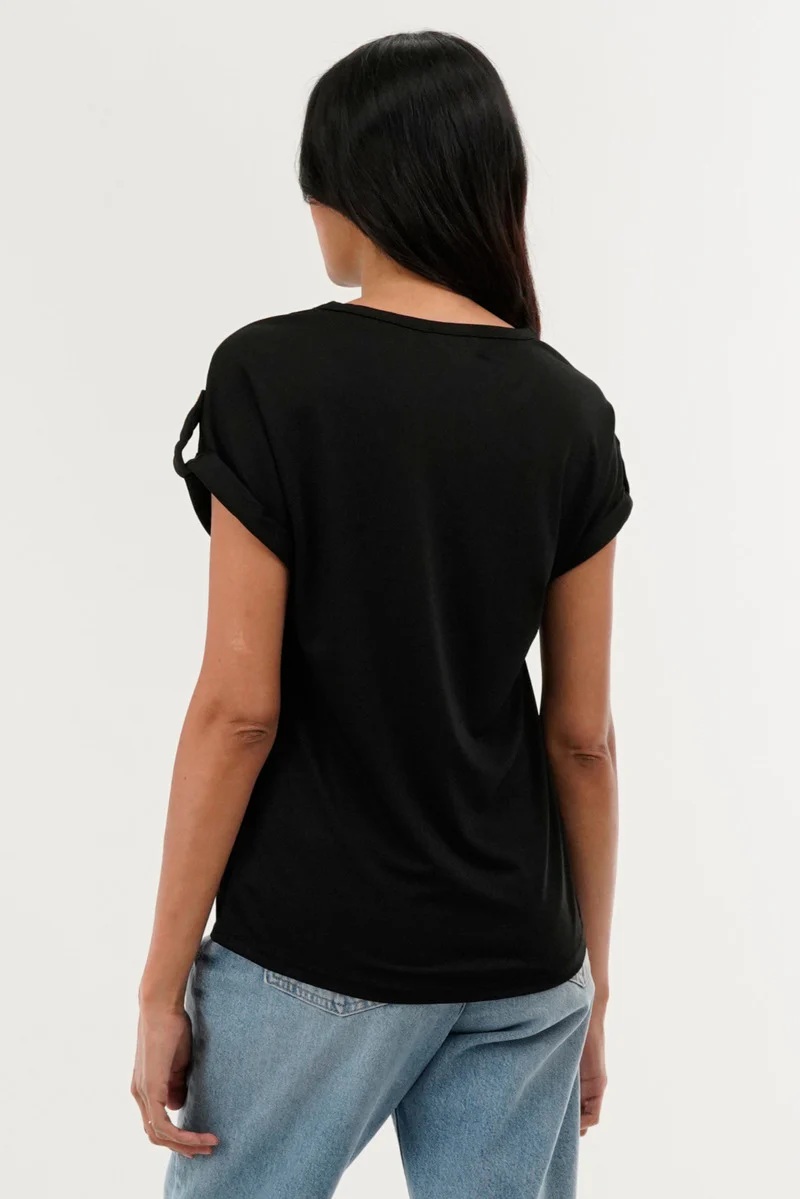 Costa Blanca Basic Cap Sleeve Tee - Black - Image 3