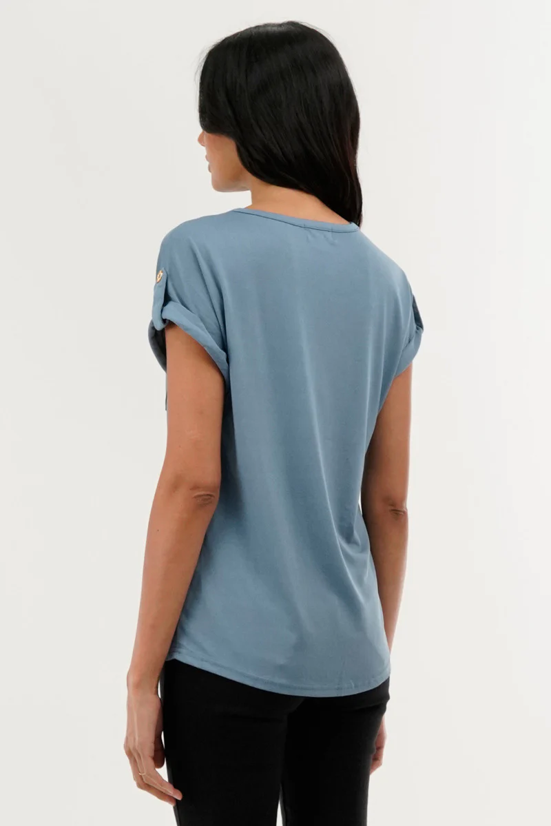Costa Blanca Basic Cap Sleeve Tee - Blue - Image 3