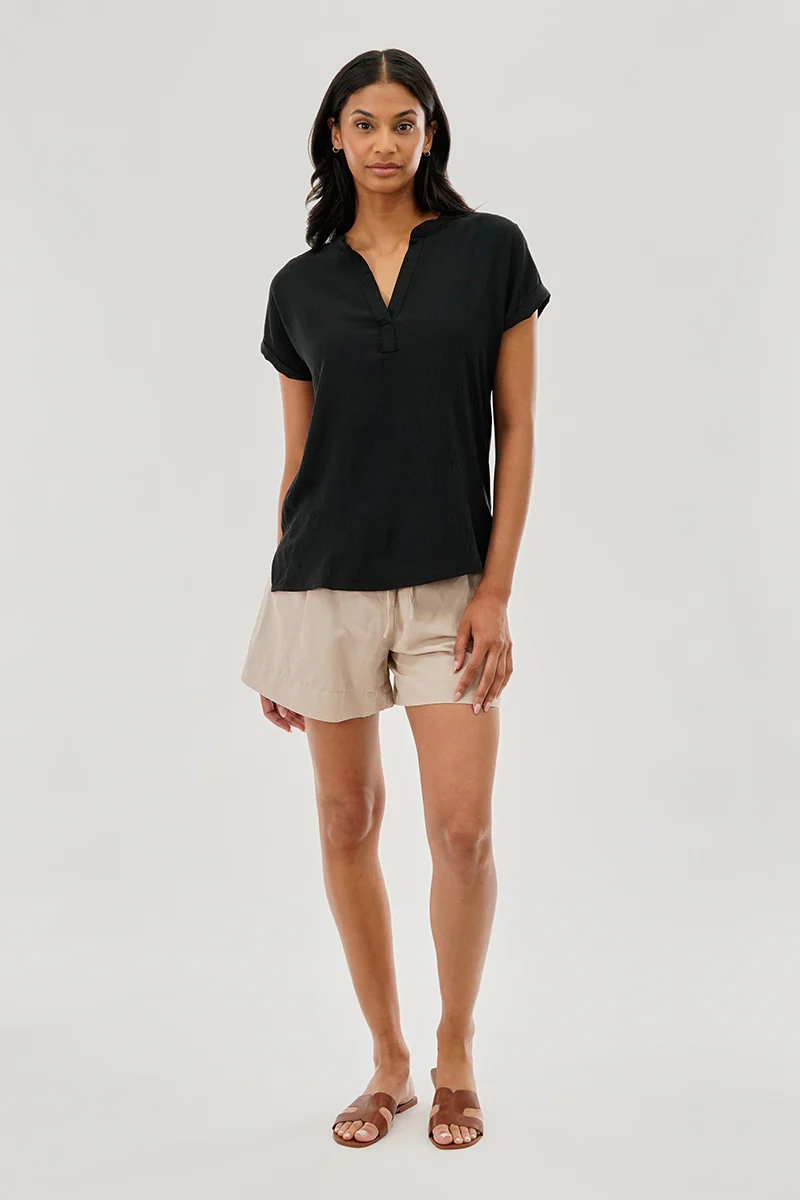 Stylexchange Vintage V-Neck Short Sleeve Blouse - Black - Image 5