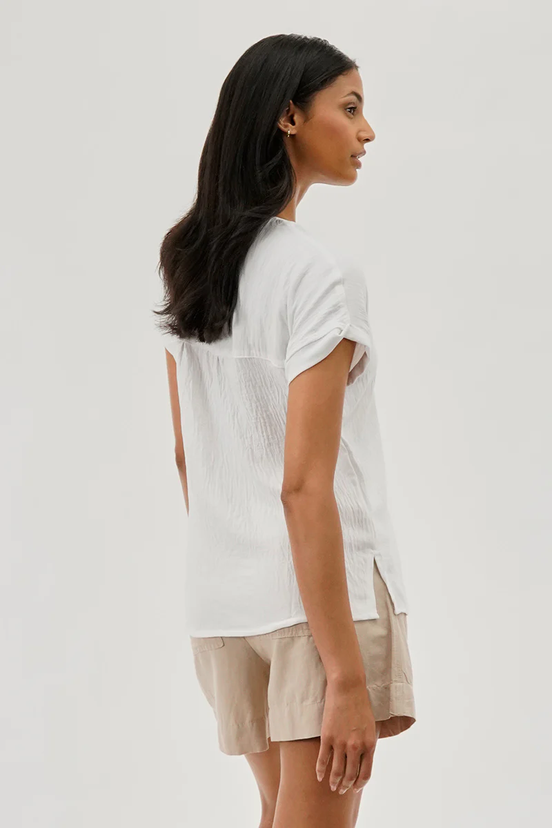 Stylexchange Vintage V-Neck Short Sleeve Blouse - White - Image 3