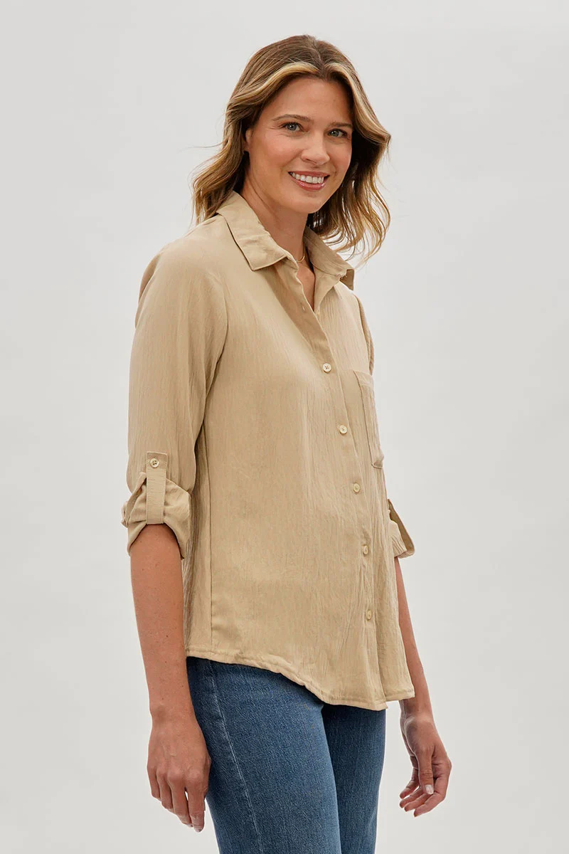 Stylexchange Vintage Classic Button Down Shirt - Beige - Image 2