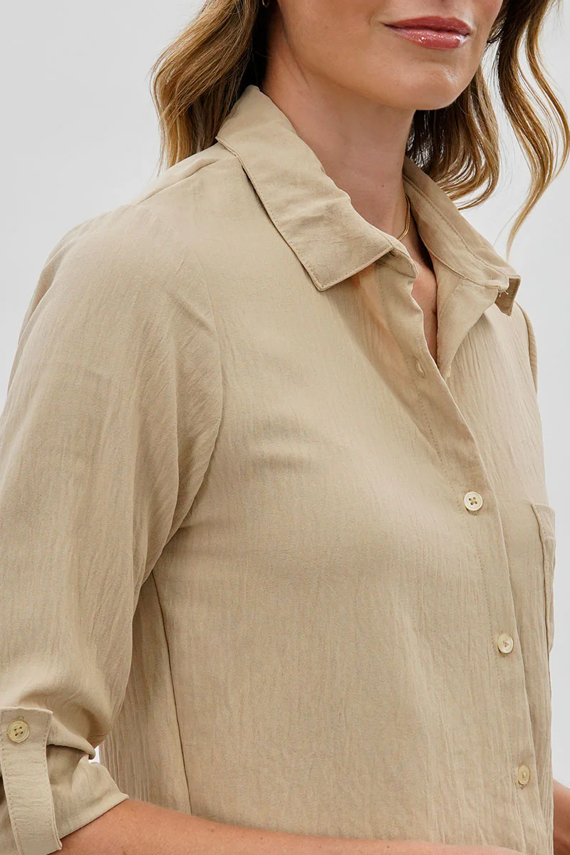 Stylexchange Vintage Classic Button Down Shirt - Beige - Image 4