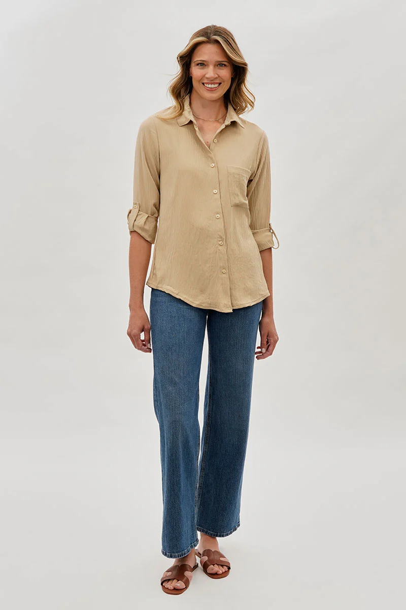Stylexchange Vintage Classic Button Down Shirt - Beige - Image 5