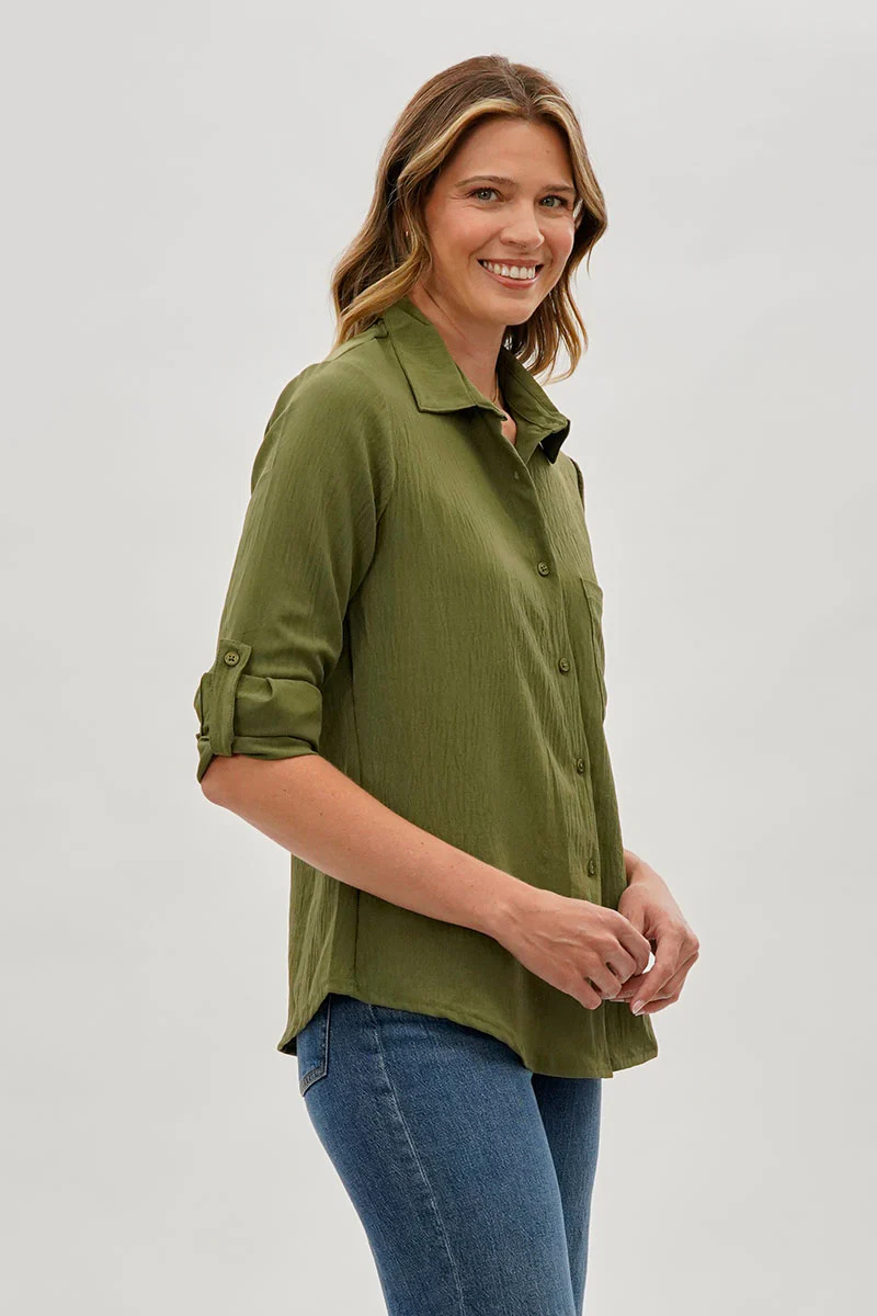 Stylexchange Vintage Classic Button Down Shirt - Olive - Image 2