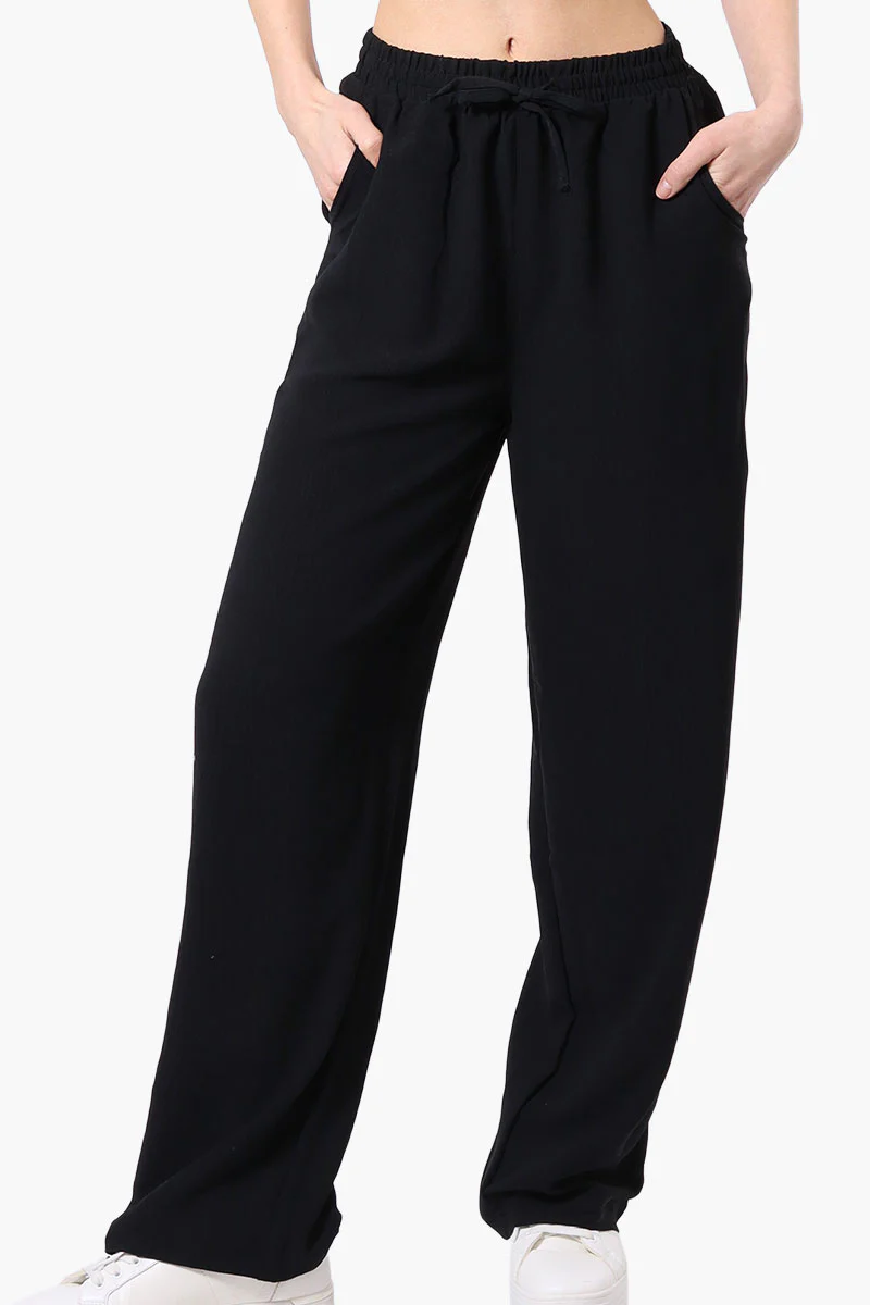 Stylexchange Vintage Solid Tie Waist Palazzo Pants - Black