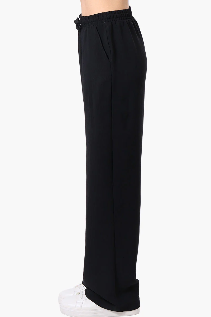 Stylexchange Vintage Solid Tie Waist Palazzo Pants - Black - Image 2